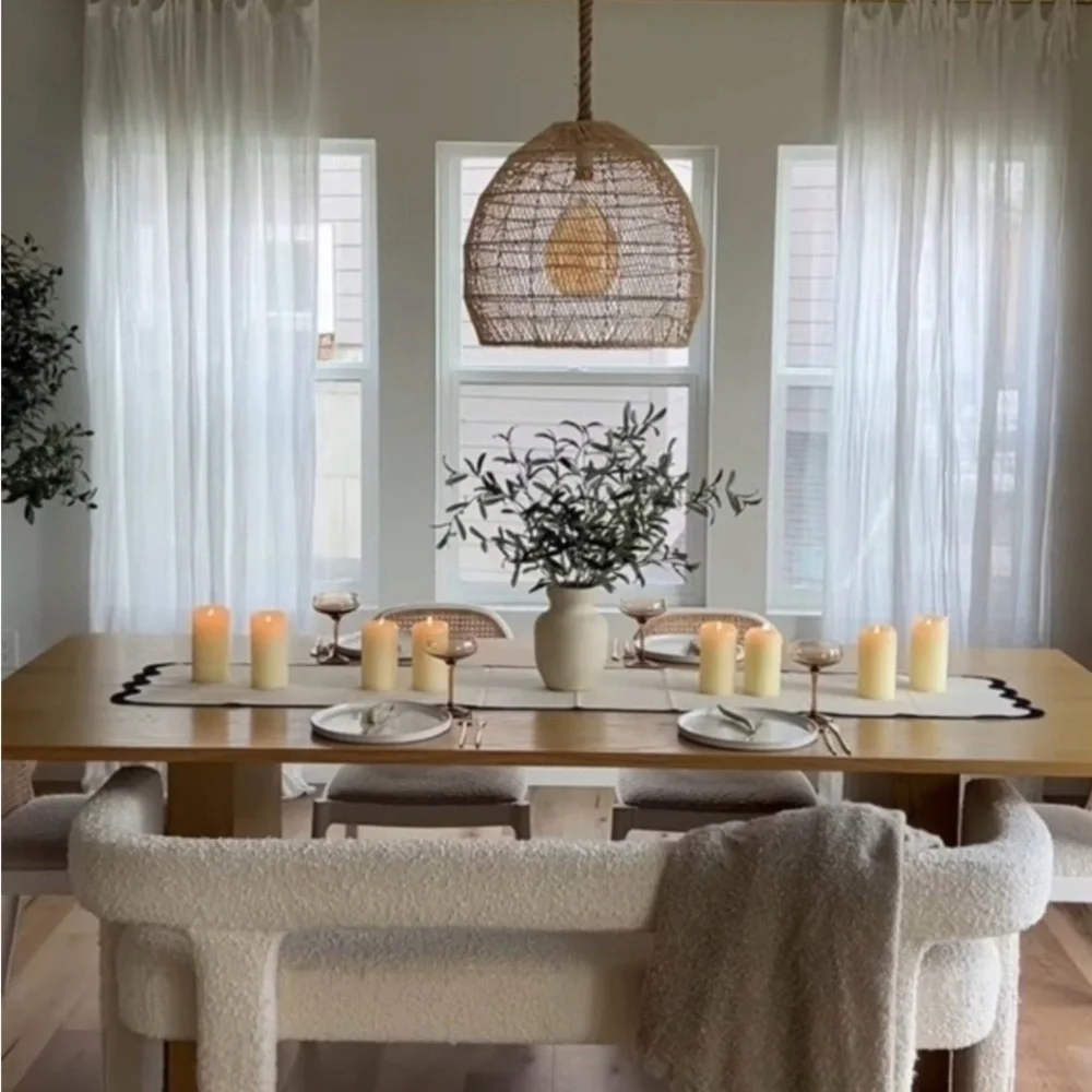 Chan Luu Cream and Black Table Runner Black Scalloped Trim 14